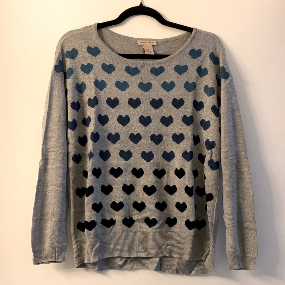 Gray and blue heart sweater
